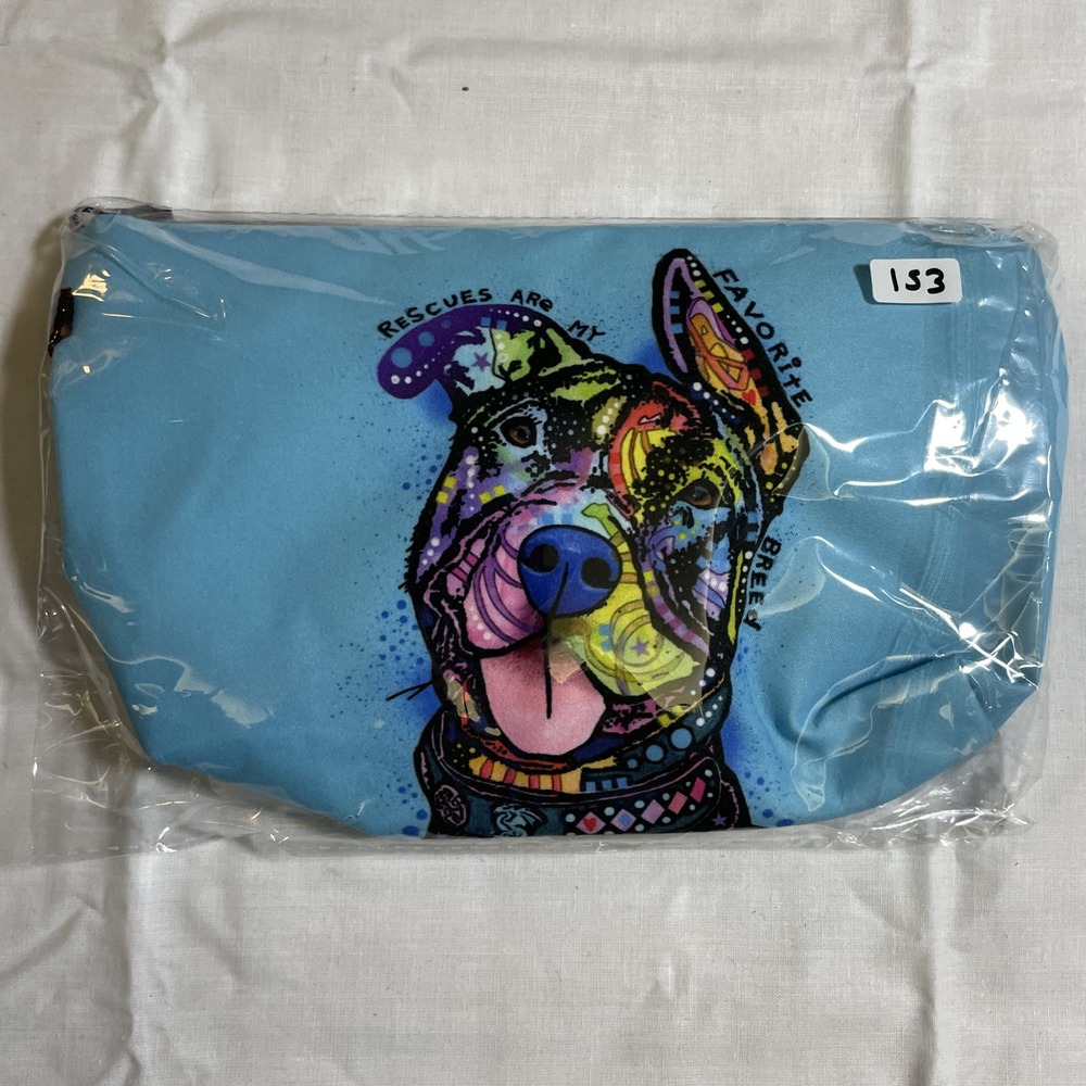 The Pouch Rescues Are My Favorite Breed NWT Dog Art Makeup Bag Cosmetic Pouch